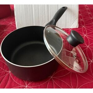 T Fal Nonstick Saucepan with Lid Black Aluminum 2 Quart